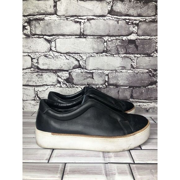 M4D3 Black Leather Calf Hair Super Platform Slip On Sneakers Women Sz 7M US/38EU - Picture 1 of 16